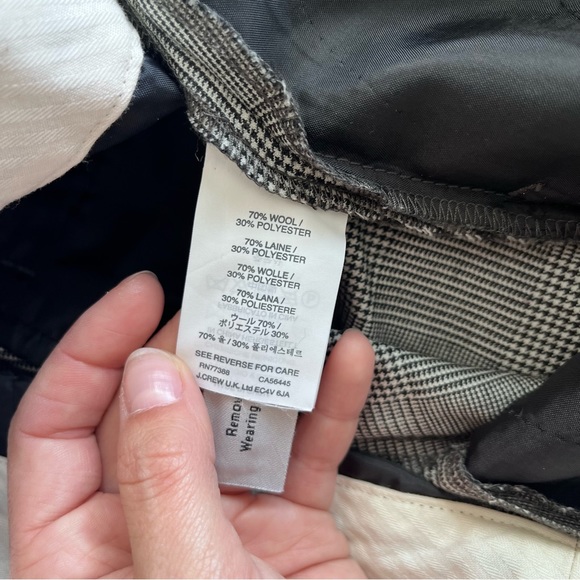 J. Crew Black/White Plaid Wool Dress Pants. Straight Leg. Mid-Rise. Size 0 - Picture 8 of 8